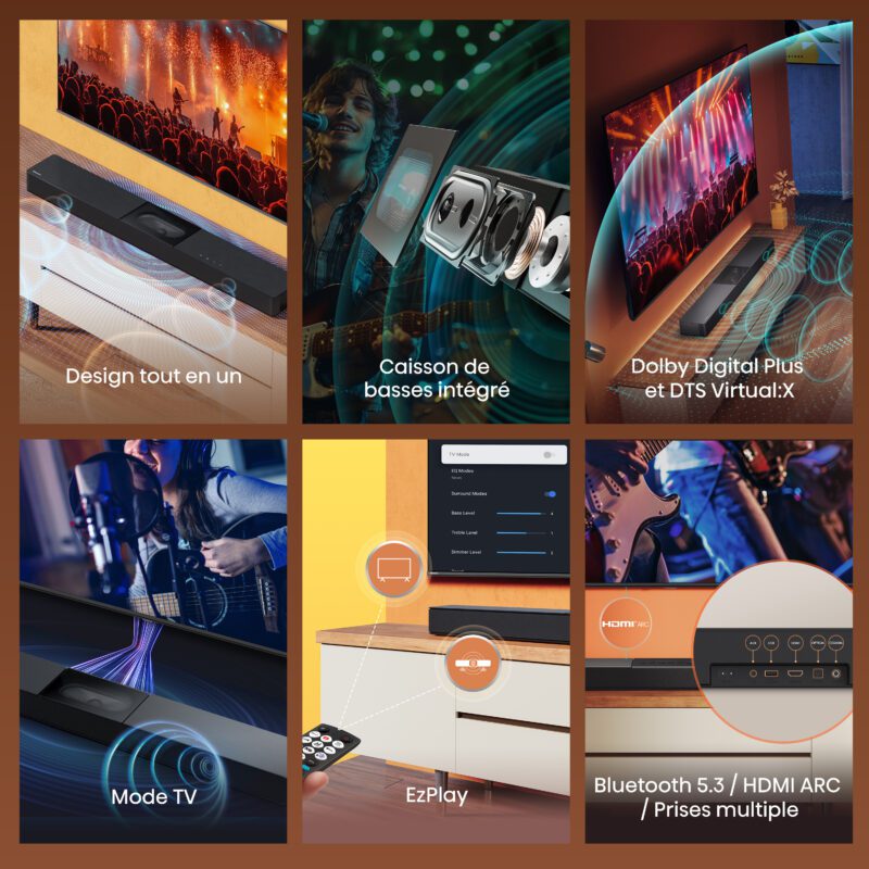 Barre de son HS2000 - Caisson de basses intégré - Dolby Audio