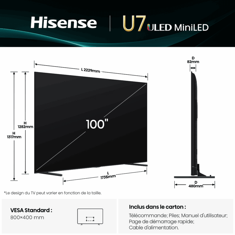 TV MINILED 4K | 144Hz VRR<br>100" SÉRIE U7Q