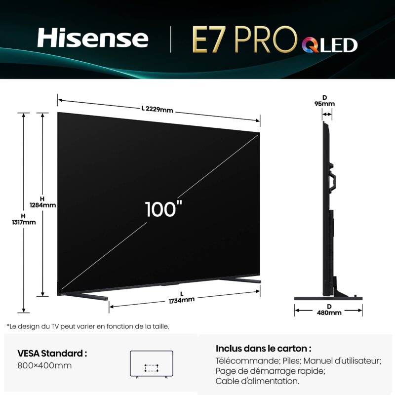 TV QLED 4K | 144Hz <br>100" Série E7Q PRO