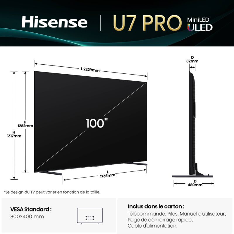 TV MINILED 4K | 144Hz VRR<br>100" SÉRIE U7Q PRO