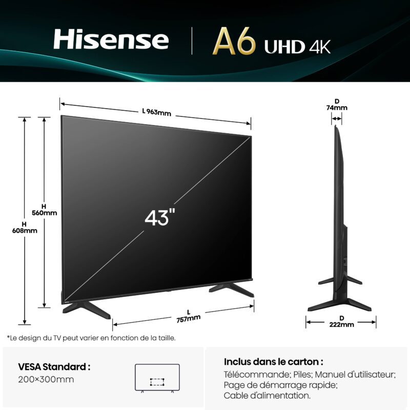 TV 4K | Dolby Vision <br>43" Série A6Q