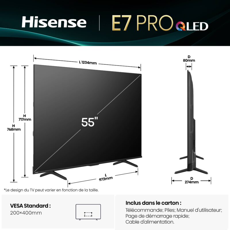 TV QLED 4K | 144Hz <br>50" Série E7Q PRO