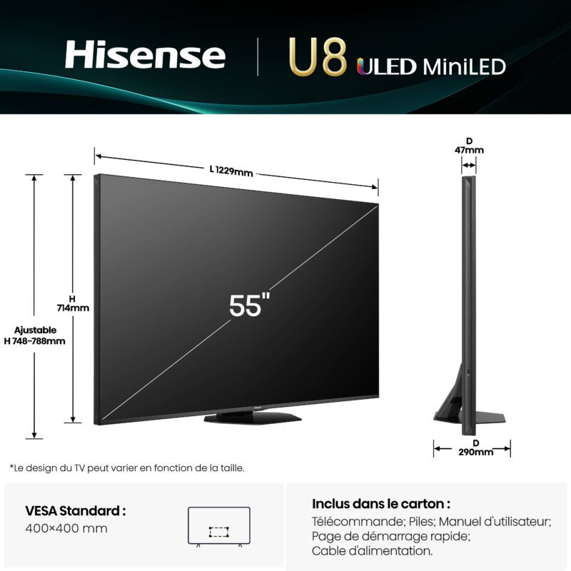 TV MINILED 4K | 165Hz VRR<br>55" SÉRIE U8Q