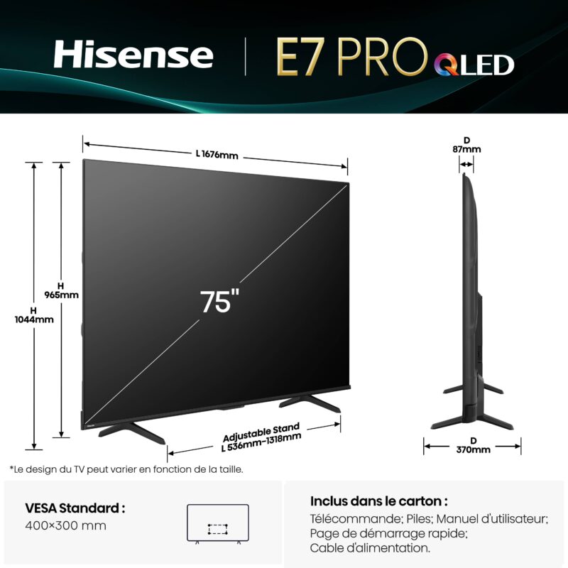 TV QLED 4K | 144Hz <br>75" Série E7Q PRO