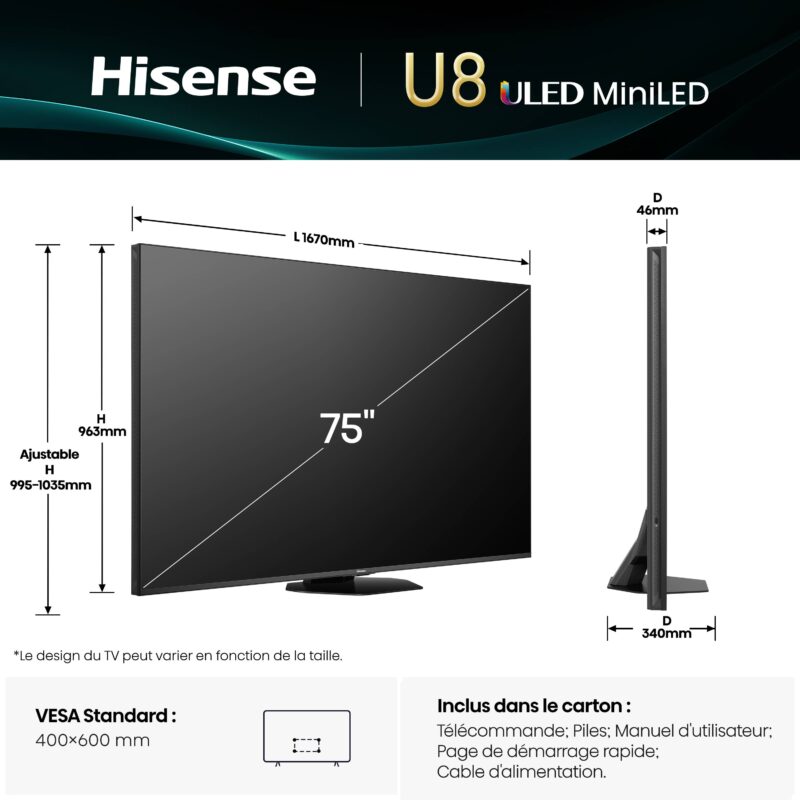 TV MINILED 4K | 165Hz VRR<br>75" SÉRIE U8Q
