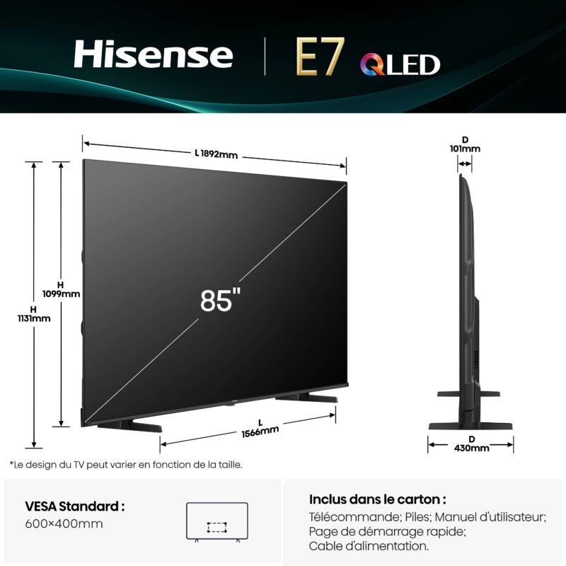 TV QLED 4K | Dolby Vision-Atmos <br>85" Série E7Q