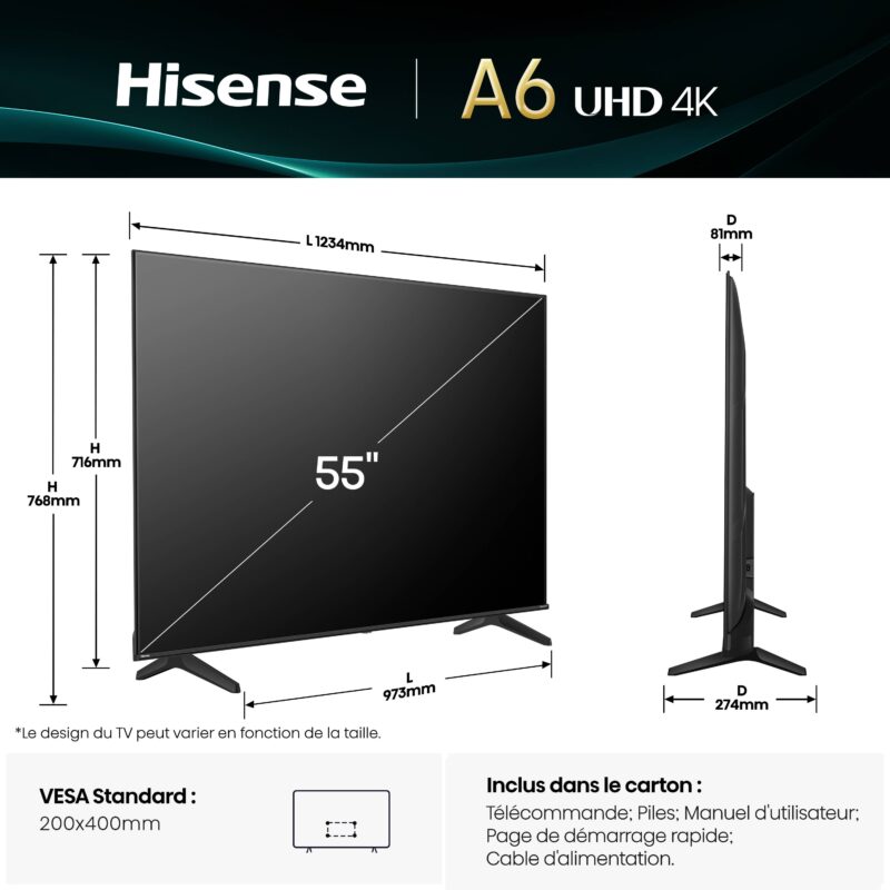 TV 4K | Dolby Vision <br>55" Série A6Q
