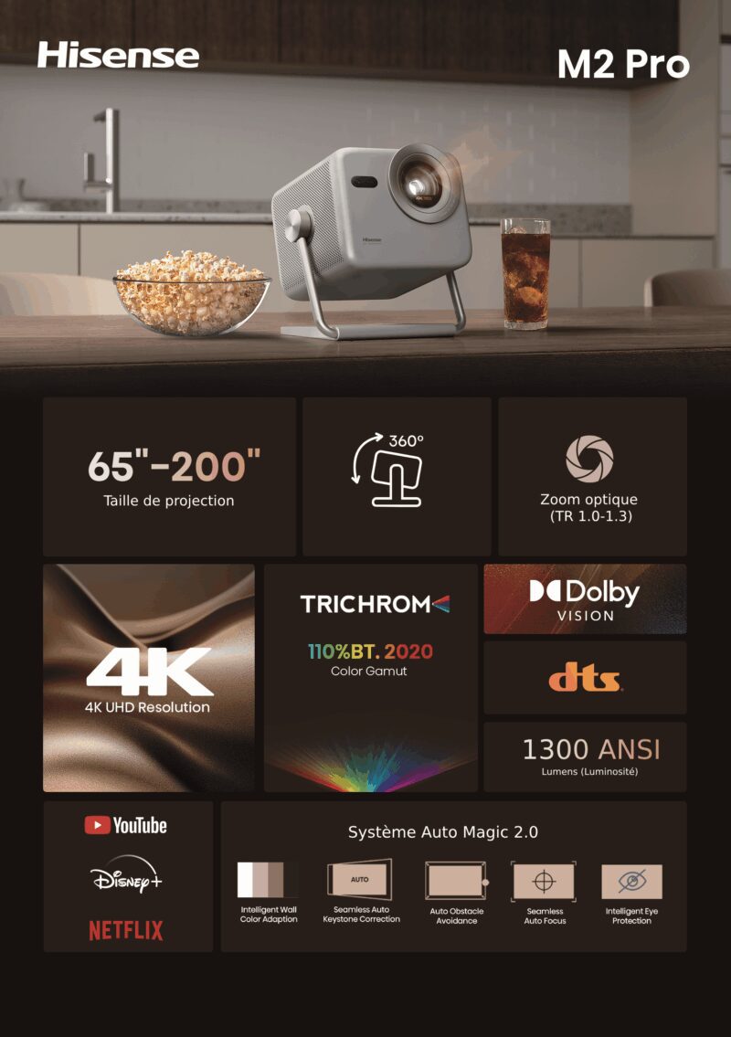 Laser Mini Projecteur I Focale ajustable<br>65-200" I M2 PRO