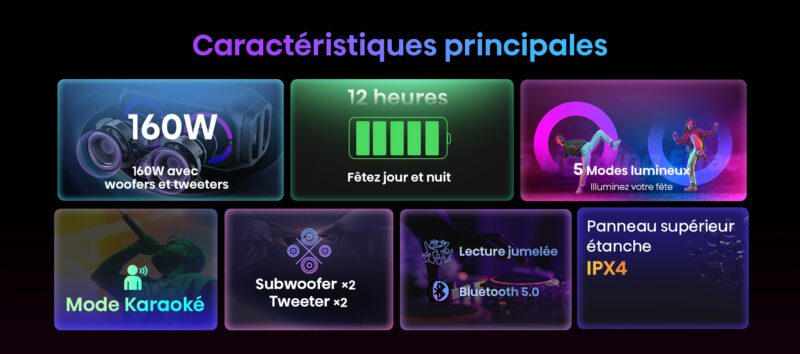 Enceinte de soirée bluetooth portable Party Rocket