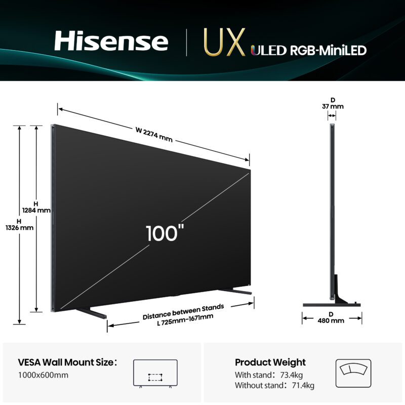 TV RGB MINILED 4K | 165Hz <br>100″  SÉRIE UXQ